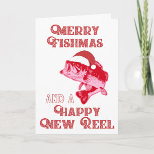 Graciosas tarjetas de pesca navideña