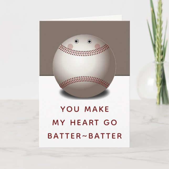 Graciosas tarjetas de San Valentín de Béisbol (Anverso)