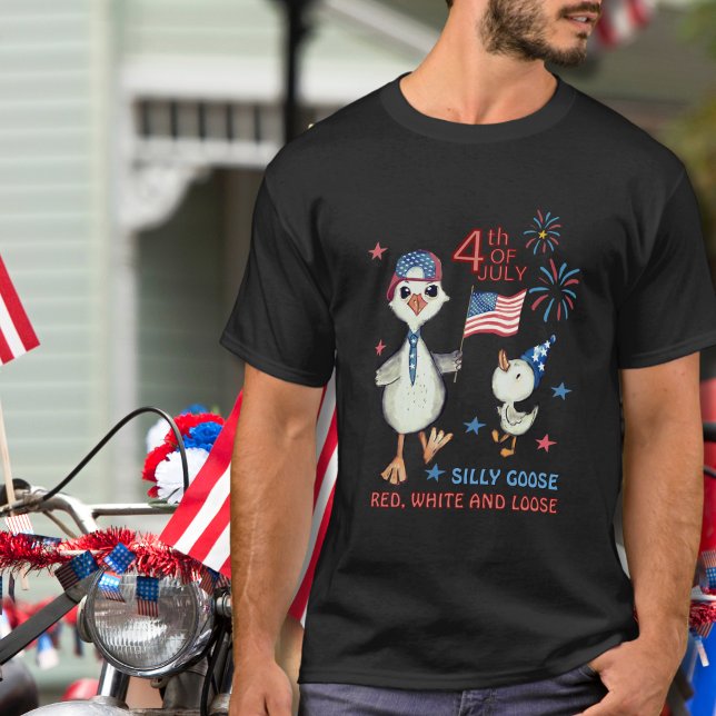 Gracioso 4 de julio de ganso con camiseta con band (Funny 4th of July Goose with American Flag Shirt)