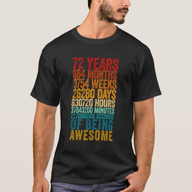 Gracioso 72 Aniversario De La Camiseta De Años Fun (Anverso)