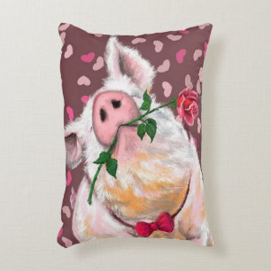 Gracioso acento almohada caballero cerdo con Rosa