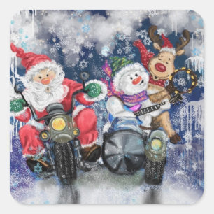 Gracioso adhesivo navideño con mejores amigos feli