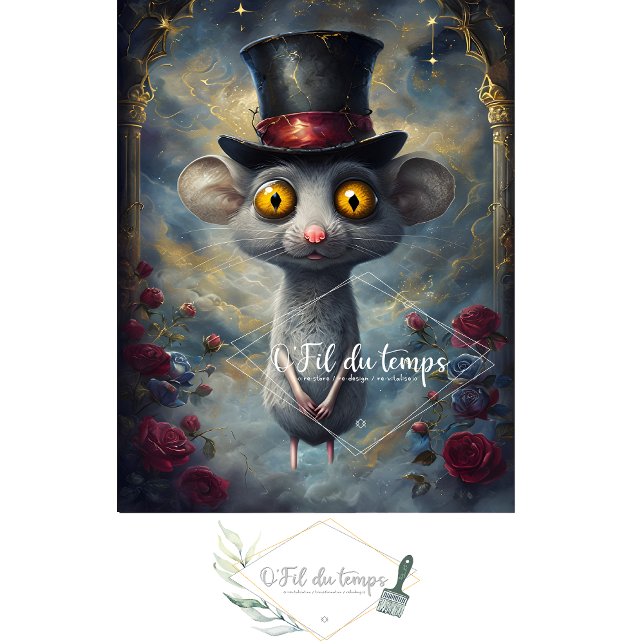 Gracioso animal con el papel de Decoupage Gorra. (Subido por el creador)