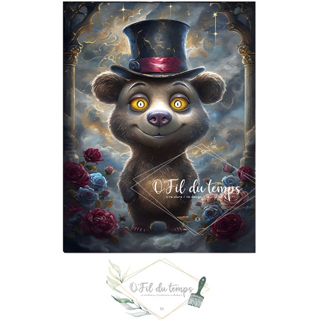 Gracioso animal con el papel de Decoupage Gorra. (Subido por el creador)