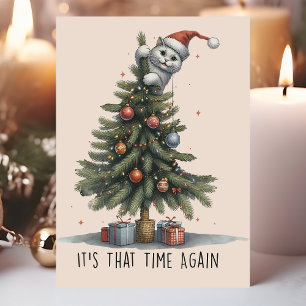 Gracioso árbol de navidad de escalada de gatos