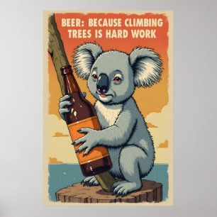Gracioso arte de cerveza Koala - Los árboles trepa