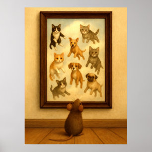 Gracioso arte en la pared de gatos y perros