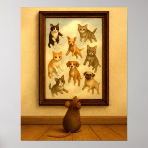 Gracioso arte en la pared de gatos y perros