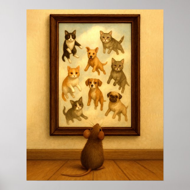 Gracioso arte en la pared de gatos y perros (Frente)