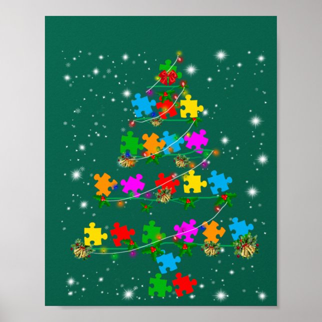 Gracioso Autismo Árbol de Navidad Tee Decoración O (Frente)