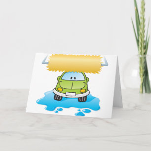Gracioso Auto En Tarjetas De Saludo De Lavado De C