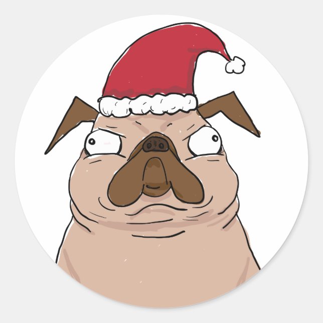 Gracioso Bah Humpug Santa Pug Pegatinas de Navidad (Anverso)