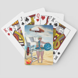 Gracioso Baño Belleza Playa Jugando Cartas