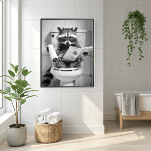 Gracioso baño Raccoon Arte De Pared Animal Humorís
