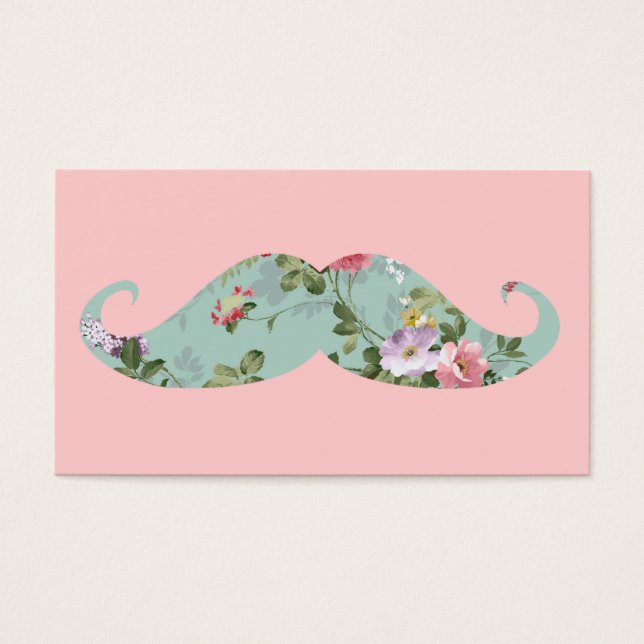 Gracioso bigote de flores rosadas rojas vintage (Frente)