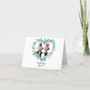 Gracioso Boda de Punk Cute Gracias Tarjeta