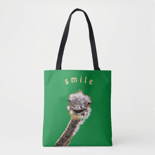 Gracioso Bolsa de Tote Feliz Ostrich Personalizado (Anverso)