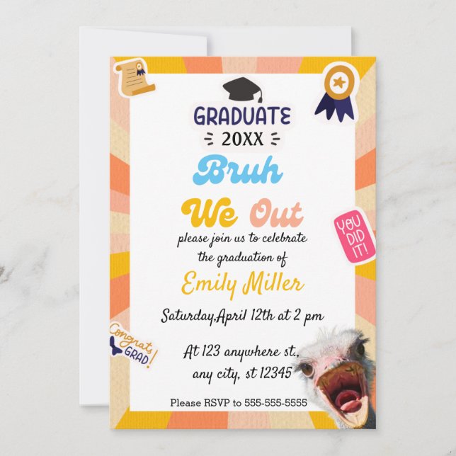 Gracioso Bruh We Out Graduation Party Invitaciones (Anverso)