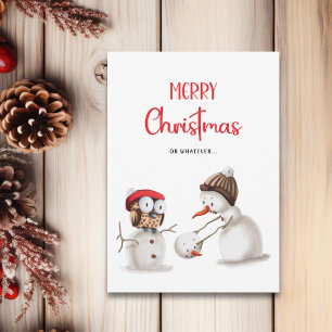 Gracioso búho snowman Feliz Navidad