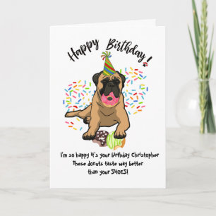 Gracioso Bull Mastiff Perro tarjeta de cumpleaños