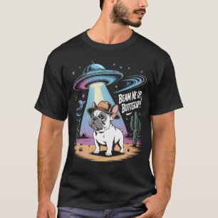 Gracioso Bulldog francés OVNI Aluminio camiseta  