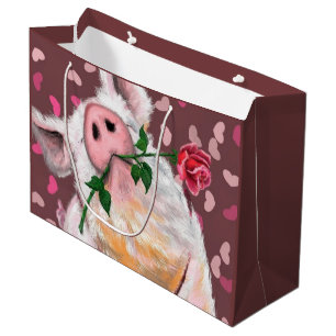 Gracioso caballero cerdo con bolsa de regalo de Ro