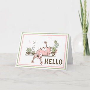 Gracioso Cat Stretching Blank Dentro De La Tarjeta