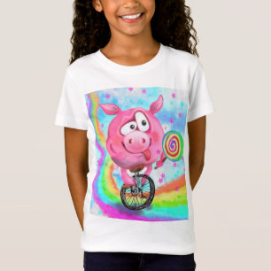 Gracioso circo de camiseta en Acrobat cerdo con ch