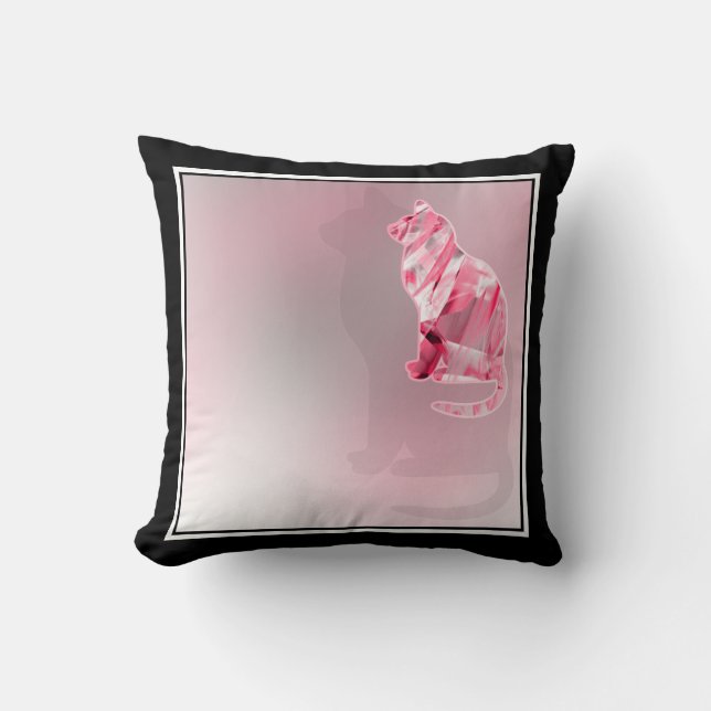 Gracioso Cojín decorativo rosa y gris de pata de g (Anverso)