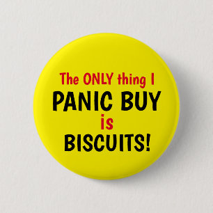 Gracioso Covid Panic Comprar Biscuits Botón Amaril