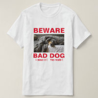 Gracioso Cuidado Con La Camiseta De Perro Malo