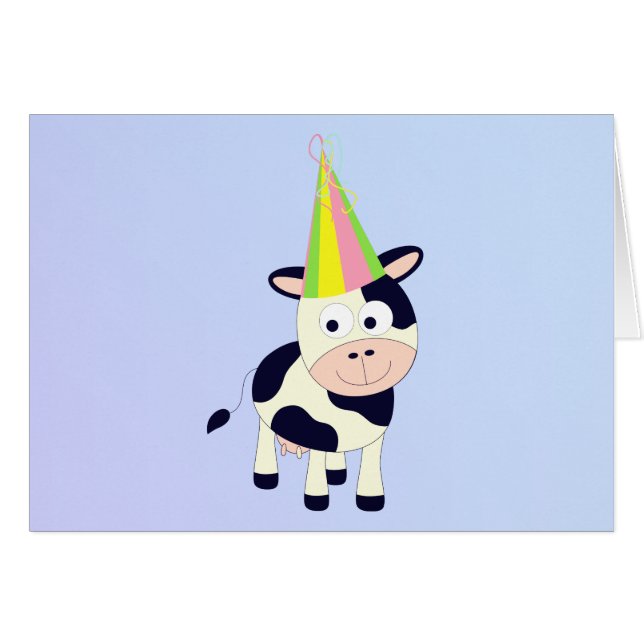 Gracioso cumpleaños feliz a vaca moo dulce Fiesta (Anverso (Horizontal))