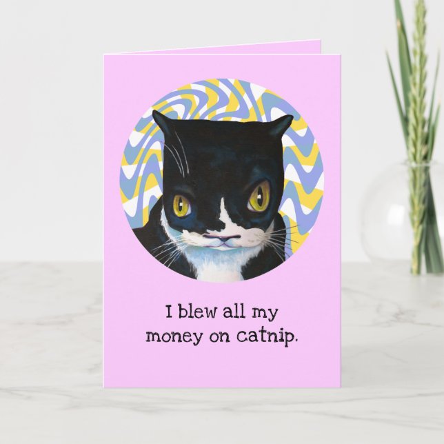 Gracioso de la tarjeta de cumpleaños del gato (Anverso)