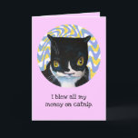 Gracioso de la tarjeta de cumpleaños del gato<br><div class="desc">Graciosa tarjeta de felicitación de cumpleaños para gato de Tuxedo</div>