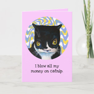 Gracioso de la tarjeta de cumpleaños del gato