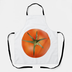 Gracioso delantal de cocina de tomate rojo.
