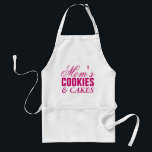 Gracioso delantal para mujeres | Galletas y pastel<br><div class="desc">Espectro de horneado personalizado para mujeres. Cita divertida de delantal | Galletas y pasteles de mamá. Idea de regalo de cumpleaños para panaderos y apasionados del horneado. Haz lo tuyo por mamá,  esposa,  tía,  abuelo,  hermana,  etc. Diseño tipográfico para el Día de la Madre. Rosa y blanco.</div>