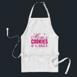 Gracioso delantal para mujeres | Galletas y pastel<br><div class="desc">Espectro de horneado personalizado para mujeres. Cita divertida de delantal | Galletas y pasteles de mamá. Idea de regalo de cumpleaños para panaderos y apasionados del horneado. Haz lo tuyo por mamá,  esposa,  tía,  abuelo,  hermana,  etc. Diseño tipográfico para el Día de la Madre. Rosa y blanco.</div>