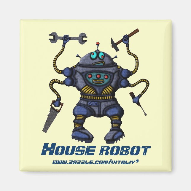 Gracioso diseño de imán robot loco (Frente)