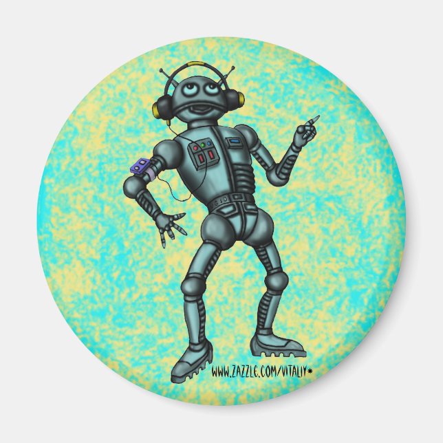 Gracioso diseño de imanes de robots musicales (Frente)