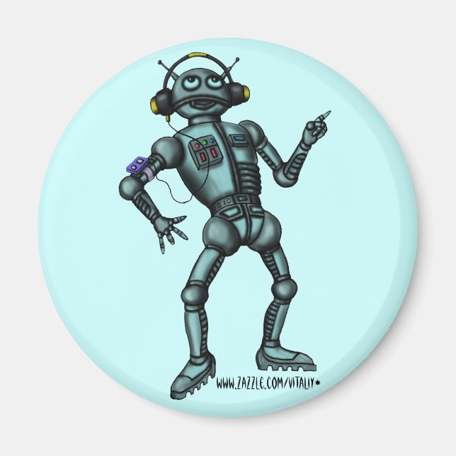 Gracioso diseño de imanes de robots musicales (Frente)