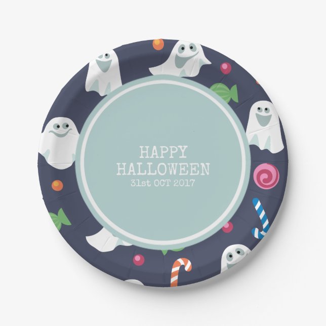 Gracioso disfraz de Halloween | Platos de papel (Anverso)