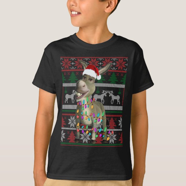 Gracioso donkey Lover Navidades feos Sweater Gift (Anverso)