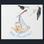 Gracioso envolver la cigüeña de papel con el bebé<br><div class="desc">Personalizable Divertido papel de ajuste de regalo con la cigüeña llevando bebé con Personalizado de texto Regalos de Baby Shower - o Añadir su Personalizado de texto / nombre con herramienta de personalización ! elija fuente / tamaño / color ! Diseño de pintura MIGNED. Por favor, vea mis otros proyectos...</div>