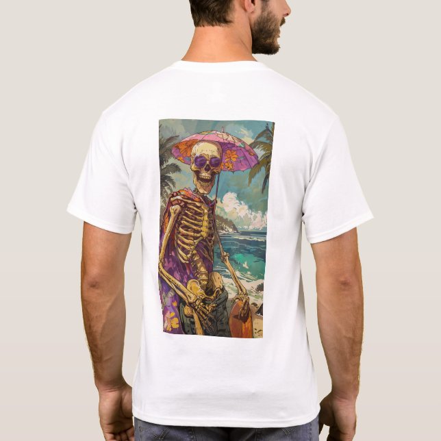 Gracioso Esqueleto De Vacation AR 916 Camiseta (Reverso)