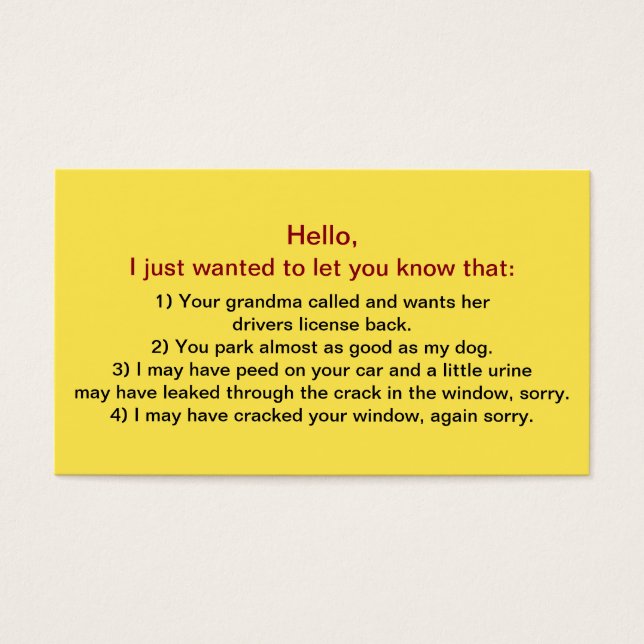 Gracioso estacionamiento de conductores inadecuado (Frente)