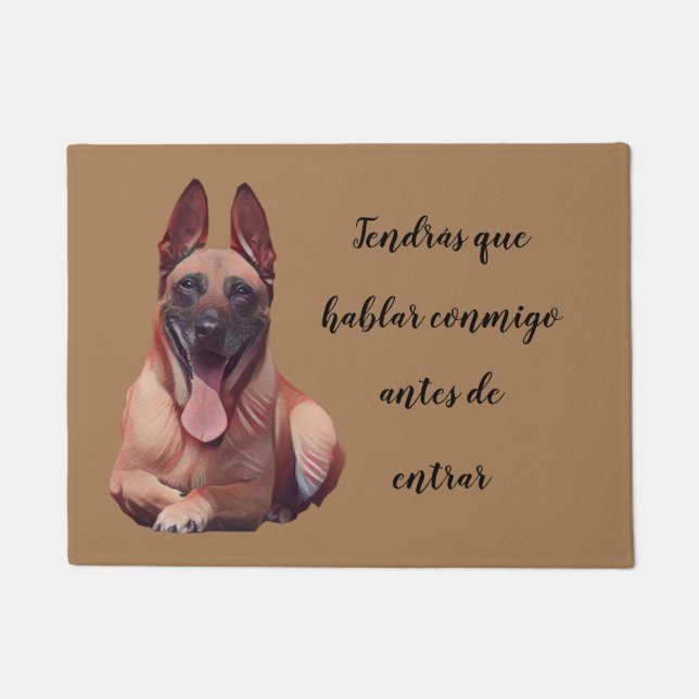Gracioso Felpudo Belga Malinois Perro Doormat (Anverso)