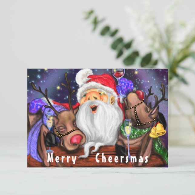 Gracioso Fiesta de Santa y Navidades de renos - Sa (Anverso de pie)