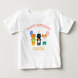 Gracioso gatito de cumpleaños invitado de camiseta