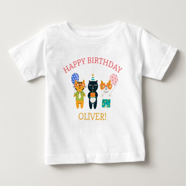 Gracioso gatito de cumpleaños invitado de camiseta (Anverso)